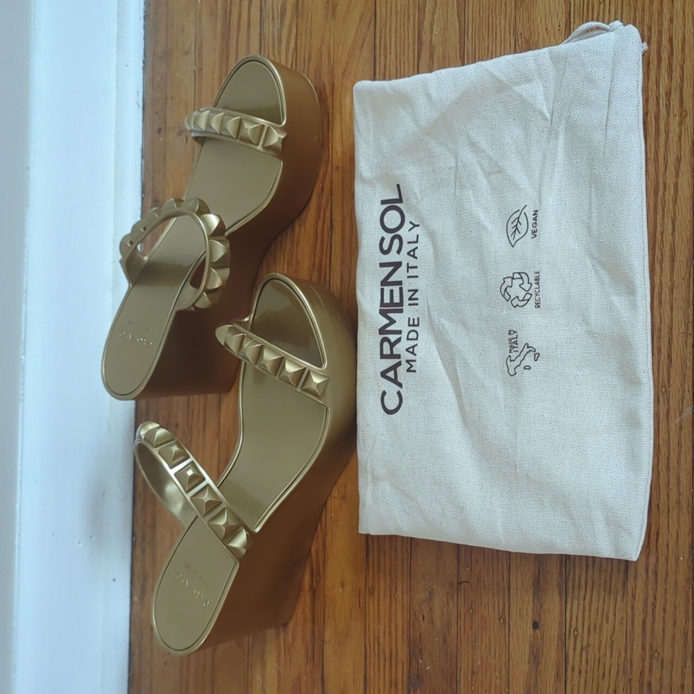 Gold Wedge Platform Sandals - image 1
